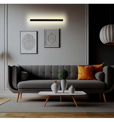 141cm 23W linjär utomhus vägglampa - IP65, RA90, svart antracit, 150° ljusspridning