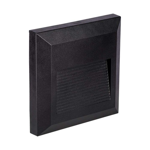 2W LED vägglampa för inbyggnad - IP65, kvadratisk, svart, 70lm, inomhus / utomhus