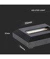2W LED vägg/trapplampa för inbyggnad - IP65, kvadratisk, svart, 70lm, inne/ute