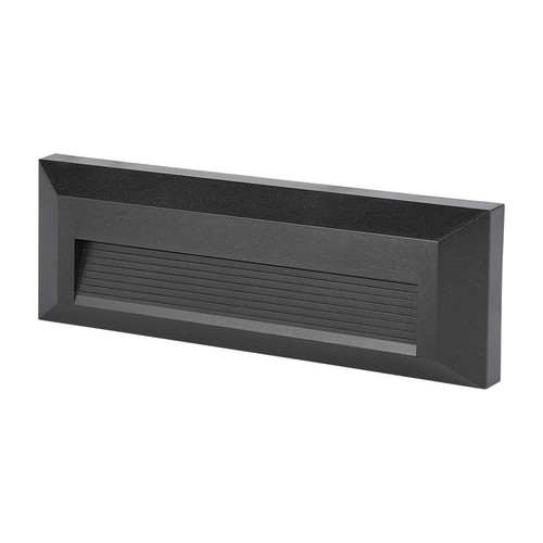 3W LED trappbelysning - IP65, svart, rektangulär, utomhus, 230 x 80 x 28 mm