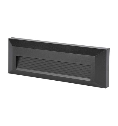 3W LED trappbelysning - IP65, svart, rektangulär, utomhus, 230 x 80 x 28 mm