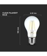 E27 6W LED filamentlampa - A60, klart glas, 600lm