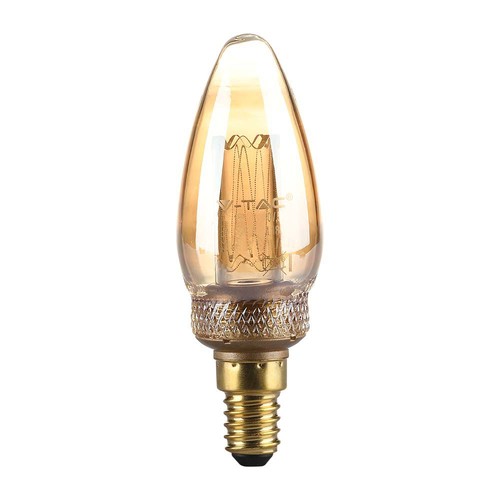 E14 2W LED Art Filament kronljus - Amber glas, 1800K, varmvit, 65lm