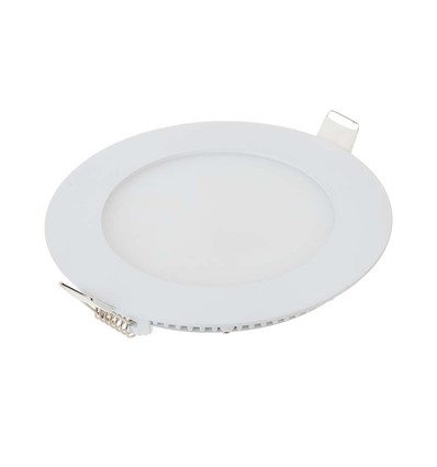 6W Ø12cm LED inbyggnadspanel - Hål: Ø11 cm, Mått: Ø12 cm, vit kant, inkl. ljuskälla