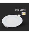 6W Ø12cm LED inbyggnadspanel - Hål: Ø11 cm, Mått: Ø12 cm, vit kant, inkl. ljuskälla