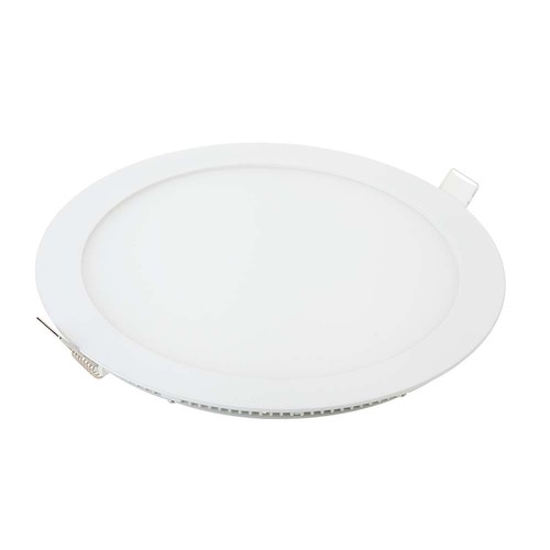 12W Ø17cm LED infällt panel - 6400K, Hål: Ø15,5 cm, Mått: Ø17 cm, vit kant, flicker free