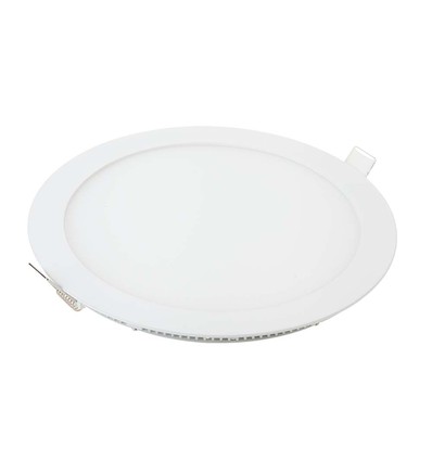 12W Ø17cm LED infällt panel - 6400K, Hål: Ø15,5 cm, Mått: Ø17 cm, vit kant, flicker free