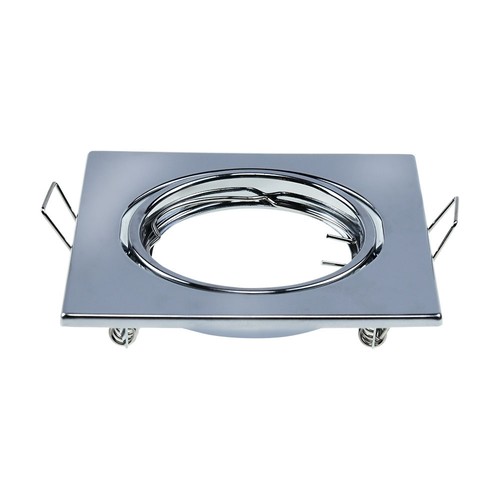 2 st. GU10 infälld spot - Krom, fyrkantig, hål: 70x70 mm, mått: 82x82 mm, max 35W