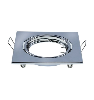 2 st. GU10 infälld spot - Krom, fyrkantig, hål: 70x70 mm, mått: 82x82 mm, max 35W