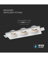 Gips infälld spot för 3x GU10 - Vit, rektangulär, utan ljuskälla