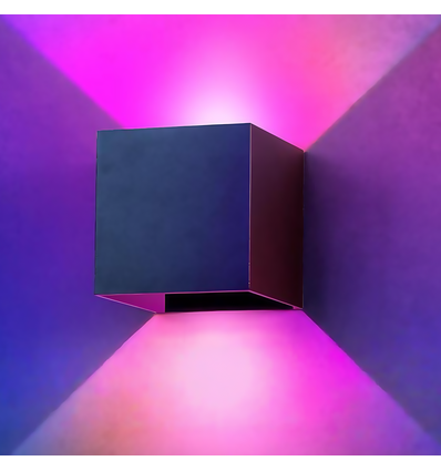 6W CUBIC RGB+CCT vägglampa - IP65, Tuya Smart, svart, fyrkantig, upp/ned, justerbar, inomhus / utomhus, inkl. ljuskälla