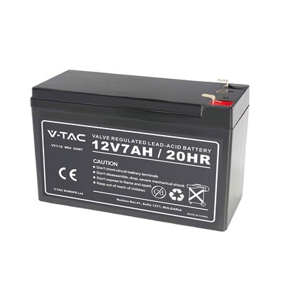 12V / 7Ah blybatteri - 151x65x100mm, ABS, VRLA laddningsbart batteri