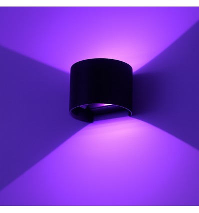 6W Vägglampa - IP65, Rund, RGB + CCT Tuya, Svart, Upp/ned, Justerbar, Inne / ute, Inkl. ljuskälla