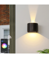 6W Vägglampa - IP65, Rund, RGB + CCT Tuya, Svart, Upp/ned, Justerbar, Inne / ute, Inkl. ljuskälla