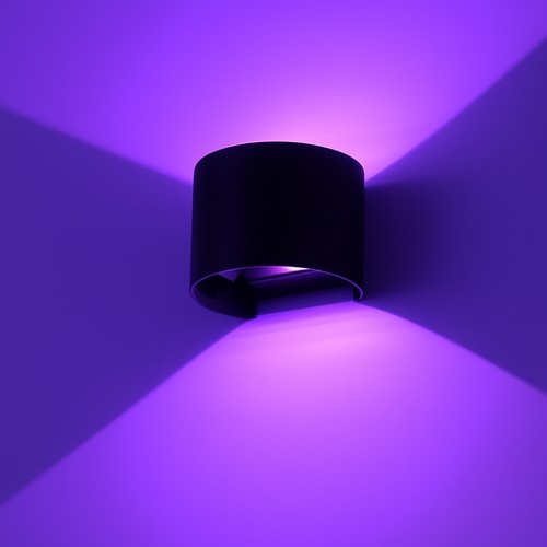 6W Vägglampa, Hue-kompatibel - IP65, Rund, RGB+CCT, Zigbee, svart, upp/ner, justerbar, inne/ute, inkl. ljuskälla