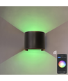 6W Vägglampa, Hue-kompatibel - IP65, Rund, RGB+CCT, Zigbee, svart, upp/ner, justerbar, inne/ute, inkl. ljuskälla