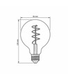 E27 4W dimbar LED lampa - G95, spiral filament, amber glas, 2200K, flicker free