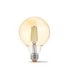 E27 7W dimbar LED lampa - G95, Amber glas, Filament, 2200K, ersätter 53W
