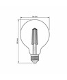 E27 7W dimbar LED lampa - G95, 806lm, 4000K, 360 grader, filament glas