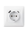 Enkel Schuko-uttag - USB-A+USB-C, vit