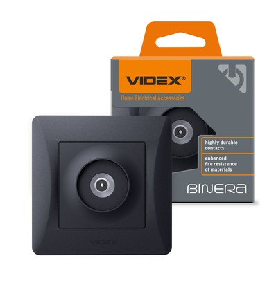 Videx BINERA TV-uttag - Svart grafit, IP20, 5-862 MHz, 75 Ω