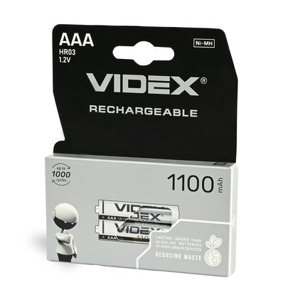 2-pack laddningsbara AAA-batterier - Ni-MH, 1100mAh