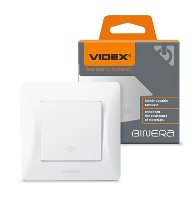 Binera 1-polig korsbrytare - Vit, IP20 inomhus, 10A, 86 x 86 mm