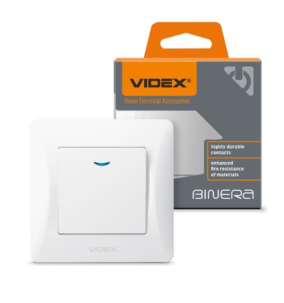 1-kanals strömbrytare med indikatorlampa - 86x86mm, IP20, vit