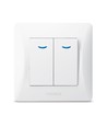 2-kanals strömbrytare med indikatorlampa - 86x86mm, IP20, vit