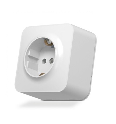 Schuko-uttag - ytmontage, enkel, IP20, vit