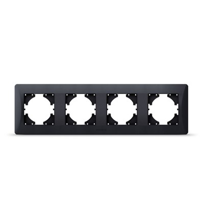 BINERA 4-håls horisontell ram - Svart grafit, IP20, för eluttag och strömbrytare