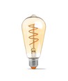 E27 4W dimbar LED lampa - ST64, spiral filament, amber glas, varmvit, flicker free