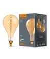 E27 8W dimbar LED lampa - PS160, spiral filament, amber glas, 1800K, 500lm
