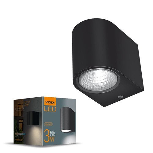 3W fasadvägglampa - Svart, 180lm, 2700K, IP54 utomhus, aluminium