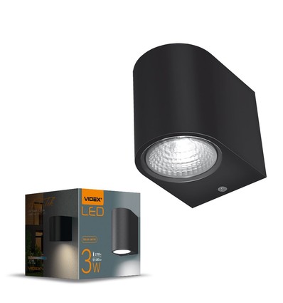 3W fasadvägglampa - Svart, 180lm, 2700K, IP54 utomhus, aluminium