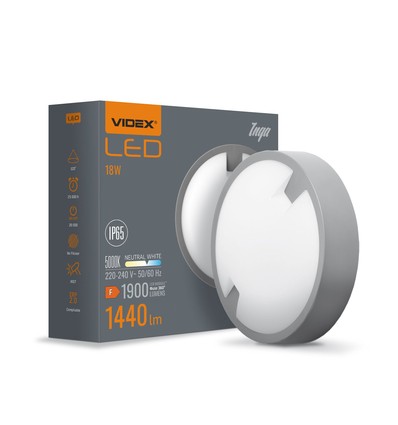 18W Inga LED bulkhead tak/vägglampa - IP65, 1440lm, 5000K, Ø22cm, vit kant, utomhus/våtrum