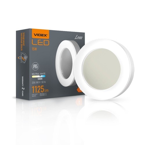 15W LED tak/vägglampa Bulkhead - IP65, 5000K, 19x19cm, vit kant, IK07, utomhus/våtrum