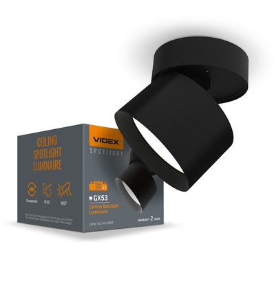 Fyrkantig GX53 takspot - Svart, 80x80mm, IP20, utan ljuskälla