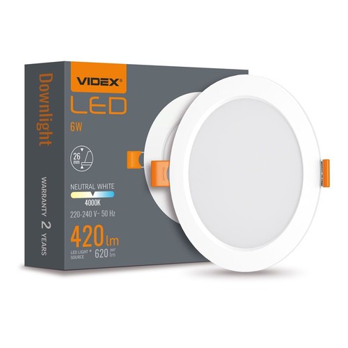 6W LED infällnadspanel - 4000K, 120°, Hål: Ø9,5-10 cm, Mått: 11,8 x 11,8 cm
