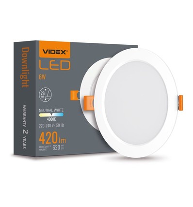 6W LED infällnadspanel - 4000K, 120°, Hål: Ø9,5-10 cm, Mått: 11,8 x 11,8 cm