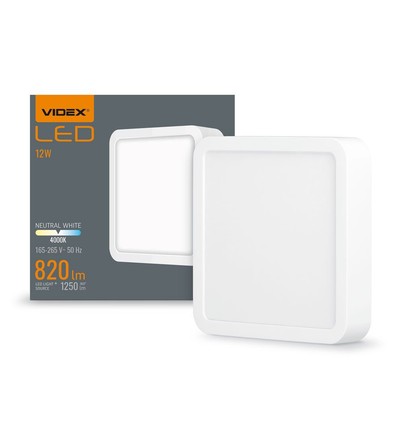 12W kvadratisk LED utanpåliggande panel - 820lm, 4000K, vit kant, 14,2 x 14,2 cm