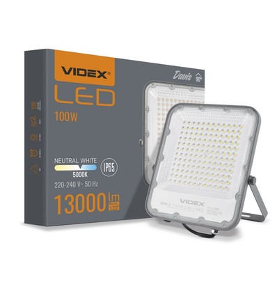 100W LED strålkastare - 150lm/W, IP65, Grå, 5000K, utomhus