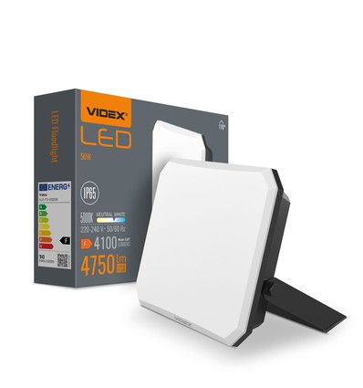 50W LED strålkastare - 4100lm, IP65, svart, utomhus, 5000K neutralvit