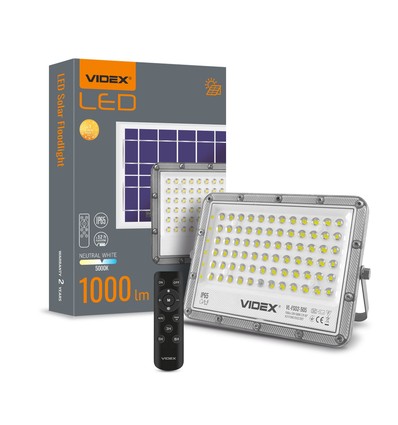 50W Solara LED strålkastare med solcell - 1000lm, IP65, 5000K, grå, inkl. fjärrkontroll och solcellspanel