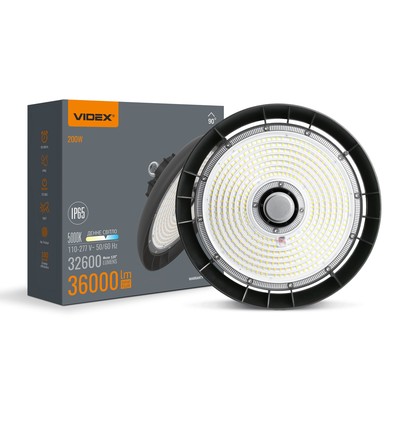 200W LED high bay, 180lm/W - 5000K, IP65, 90 grader, svart chassi