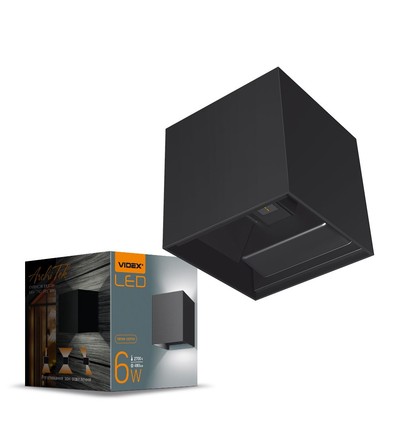 6W fyrkantig vägglampa med upp/ned ljus - IP54, svart, 2700K, justerbar spridning, inkl. ljuskälla