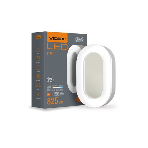 Oval LED-vägglampa - 11W, IP65, IK07, 5000K, vit