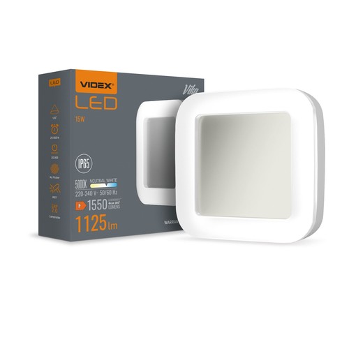 15W Vika LED bulkhead - IP65, 5000K, 190x190mm, vit, vägg/taklampa