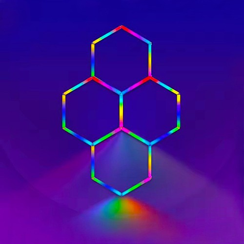 Hexagon RGBIC 4-fält komplett set 64W - Inkl. bluetooth-kontroller och strömförsörjning