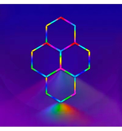 Hexagon RGBIC 4-fält komplett set 64W - Inkl. bluetooth-kontroller och strömförsörjning